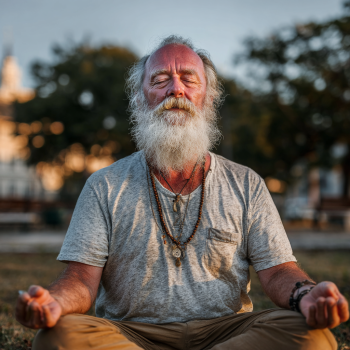 Пожилі люди займаються йогою